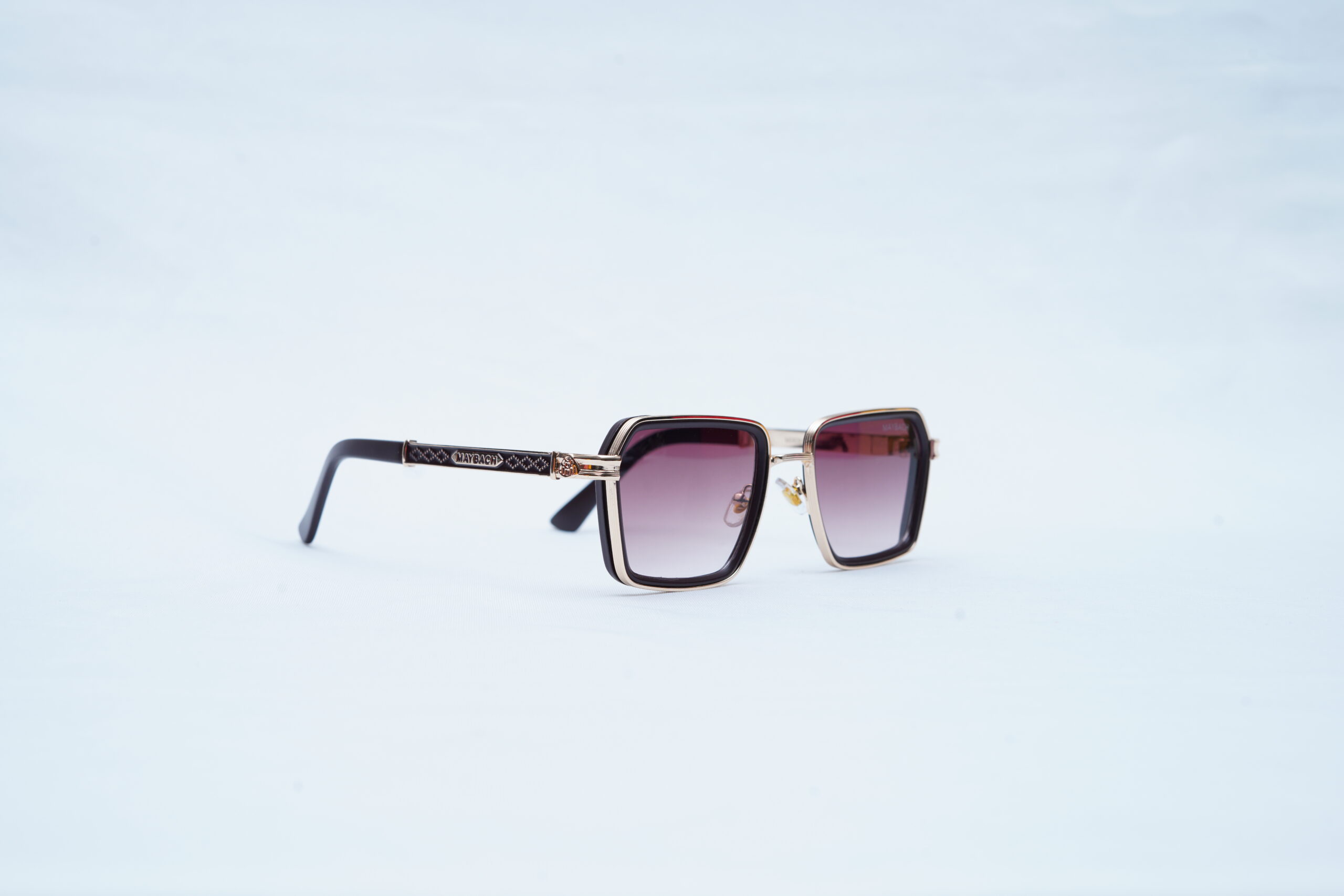 MAYBACH Gold Wire Angular Square Shades – Luxury Purple Gradient Sunglasses
