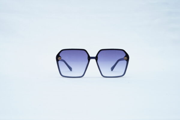 CHANEL Bold Black Angular Square Shades – Luxury Purple Gradient Sunglasses