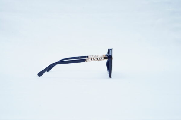 CHANEL Bold Black Angular Square Shades – Luxury Purple Gradient Sunglasses