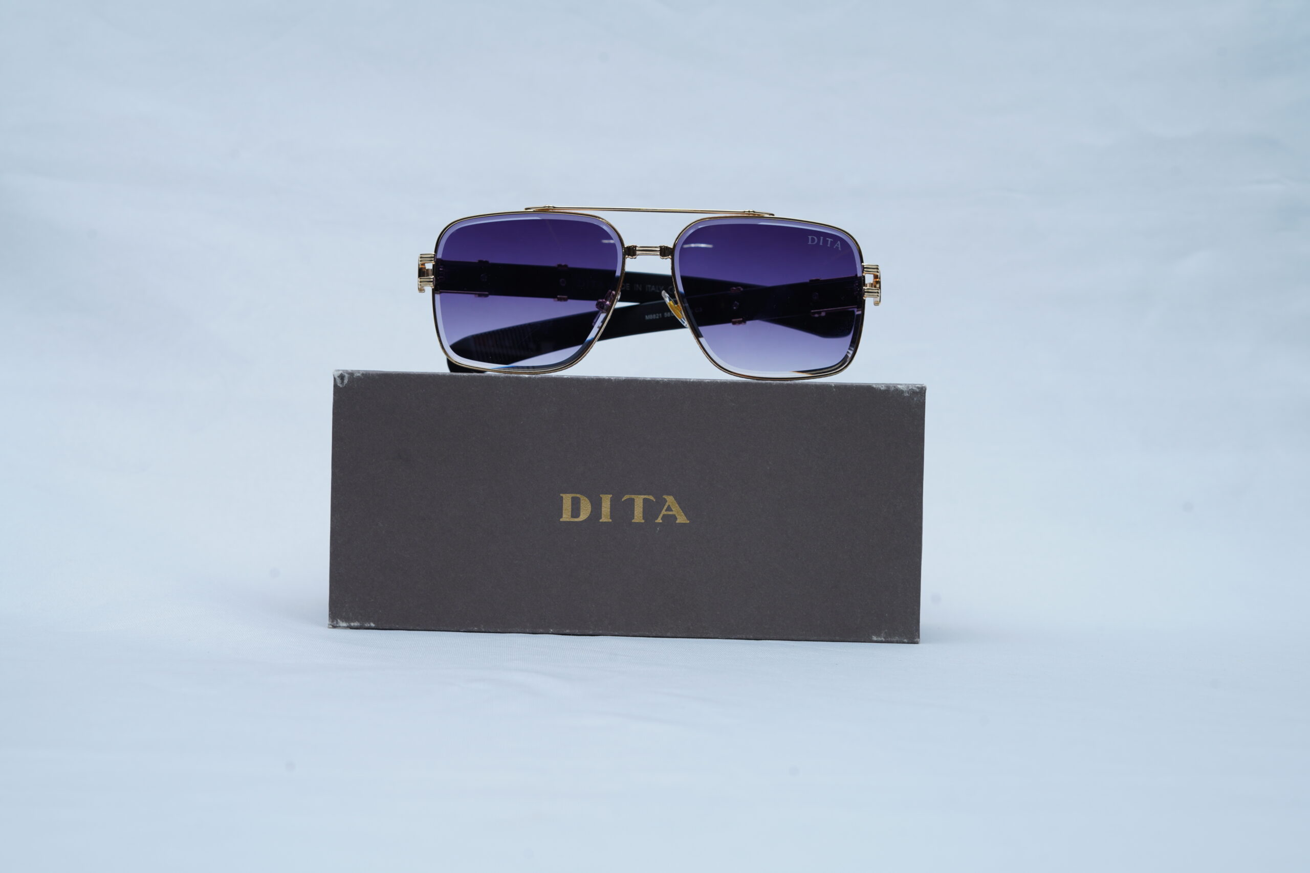 DITA Gold Wire Angular Pilot Shades – Luxury Purple Gradient Sunglasses