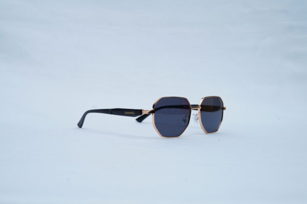 CHANEL Gold Wire Angular Round Shades – Luxury Dark Blue Sunglasses