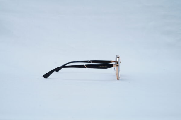 CHANEL Gold Wire Angular Round Shades – Luxury Dark Blue Sunglasses