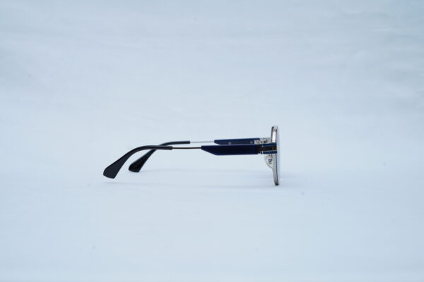 CARTIER Silver Wire Angular Round Shades – Luxury Blue Gradient Sunglasses
