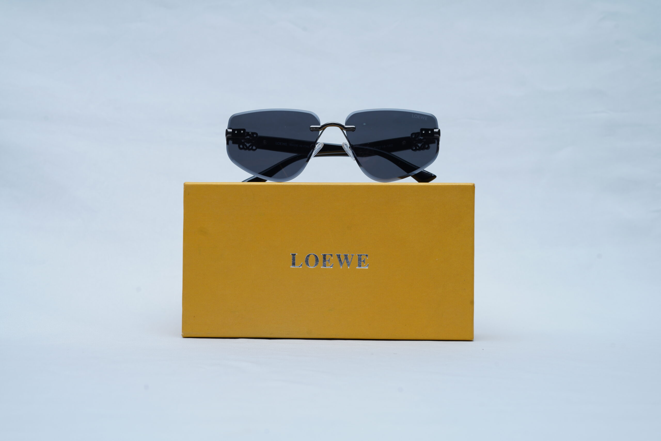 Loewe Rimless Geometric Sunglasses - Black Frame with Smoked Grey Gradient Lenses