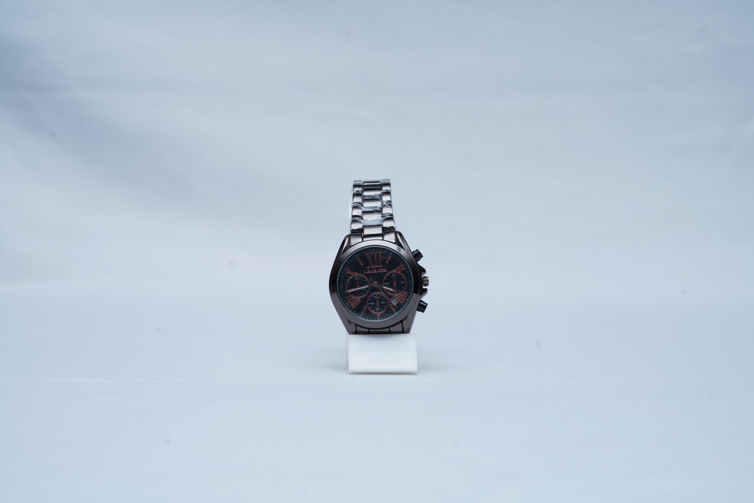 Michael Kors Bradshaw Chronograph Watch - Gunmetal Black Steel Bracelet with Dark Roman Dial