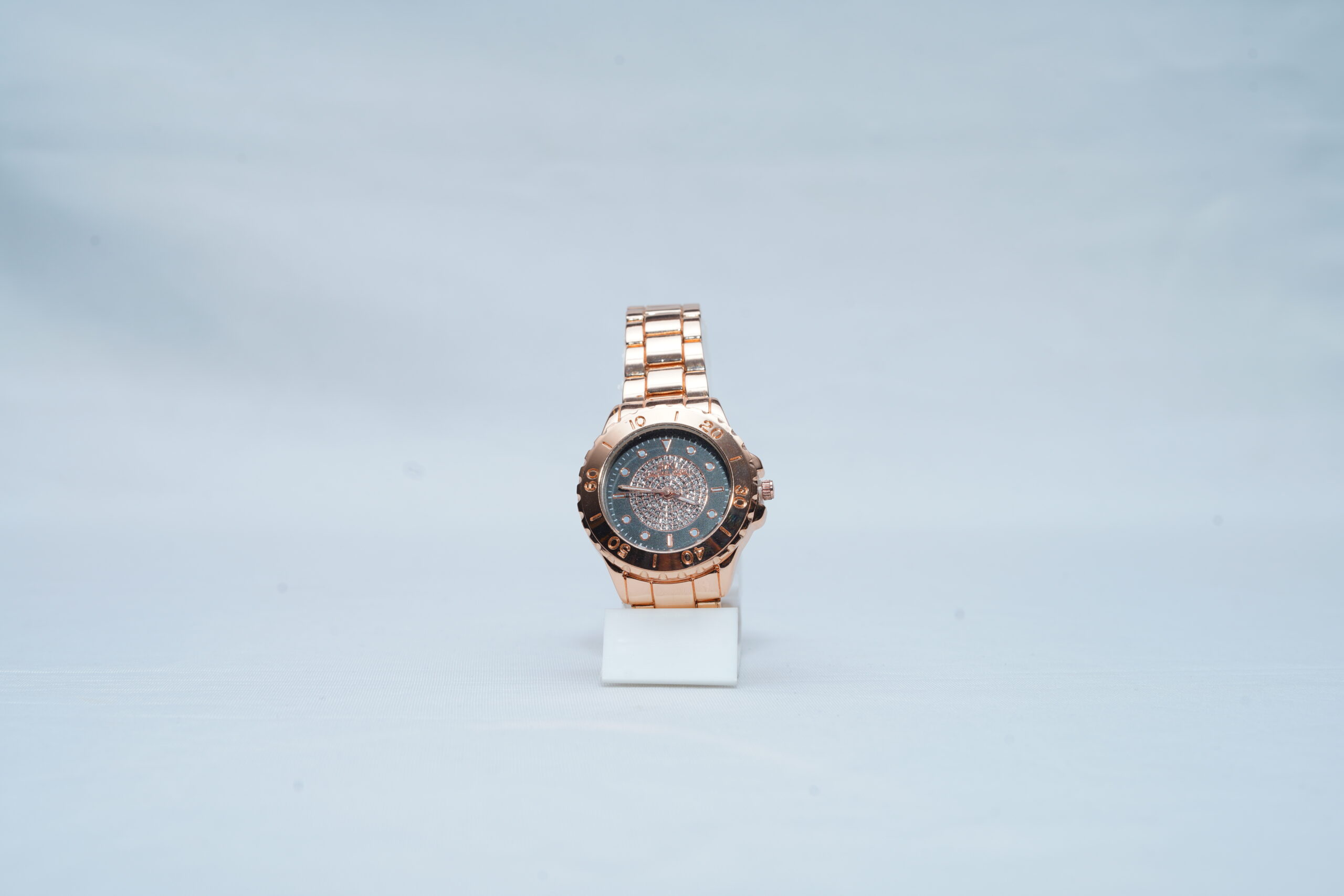 Fossil Rose Gold Sport Watch - Three-Link Steel Bracelet with Pave Glitz Dial