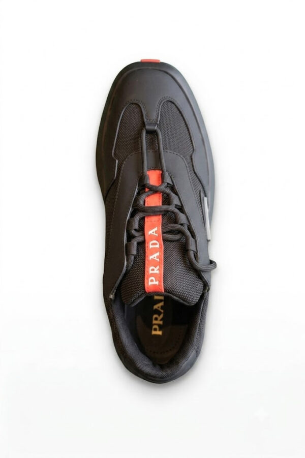Prada Linea Rossa Men's America's Cup Black Leather and Bike Fabric Sneakers