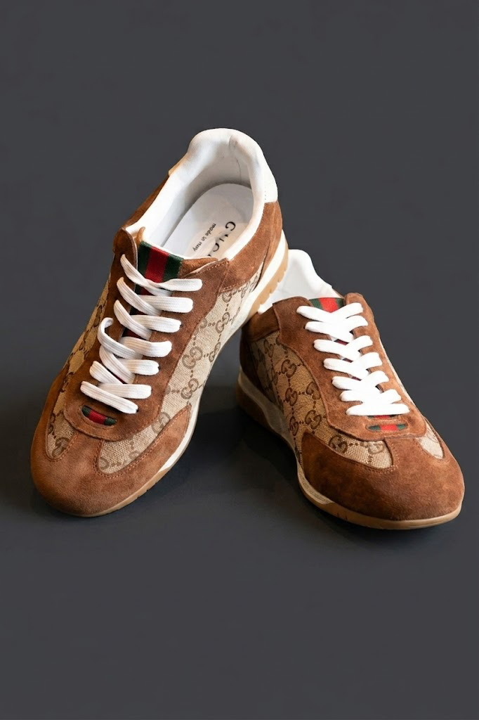 Gucci Men's Shift GG Canvas and Suede Sneakers