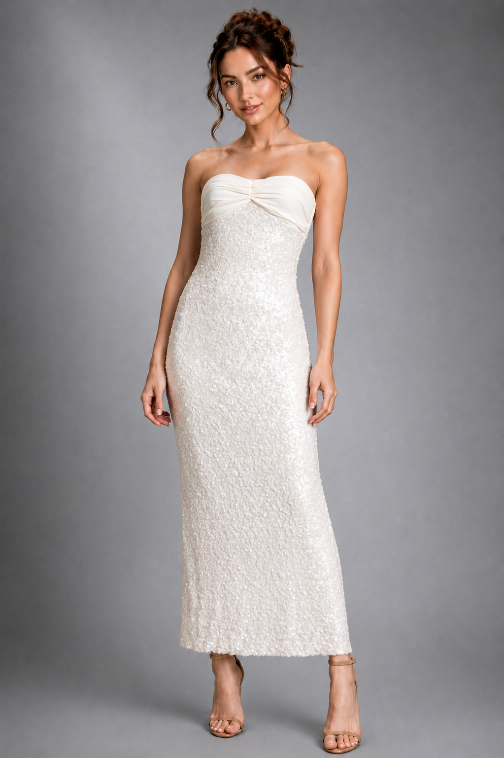 Women's Strapless Column Midi Dress