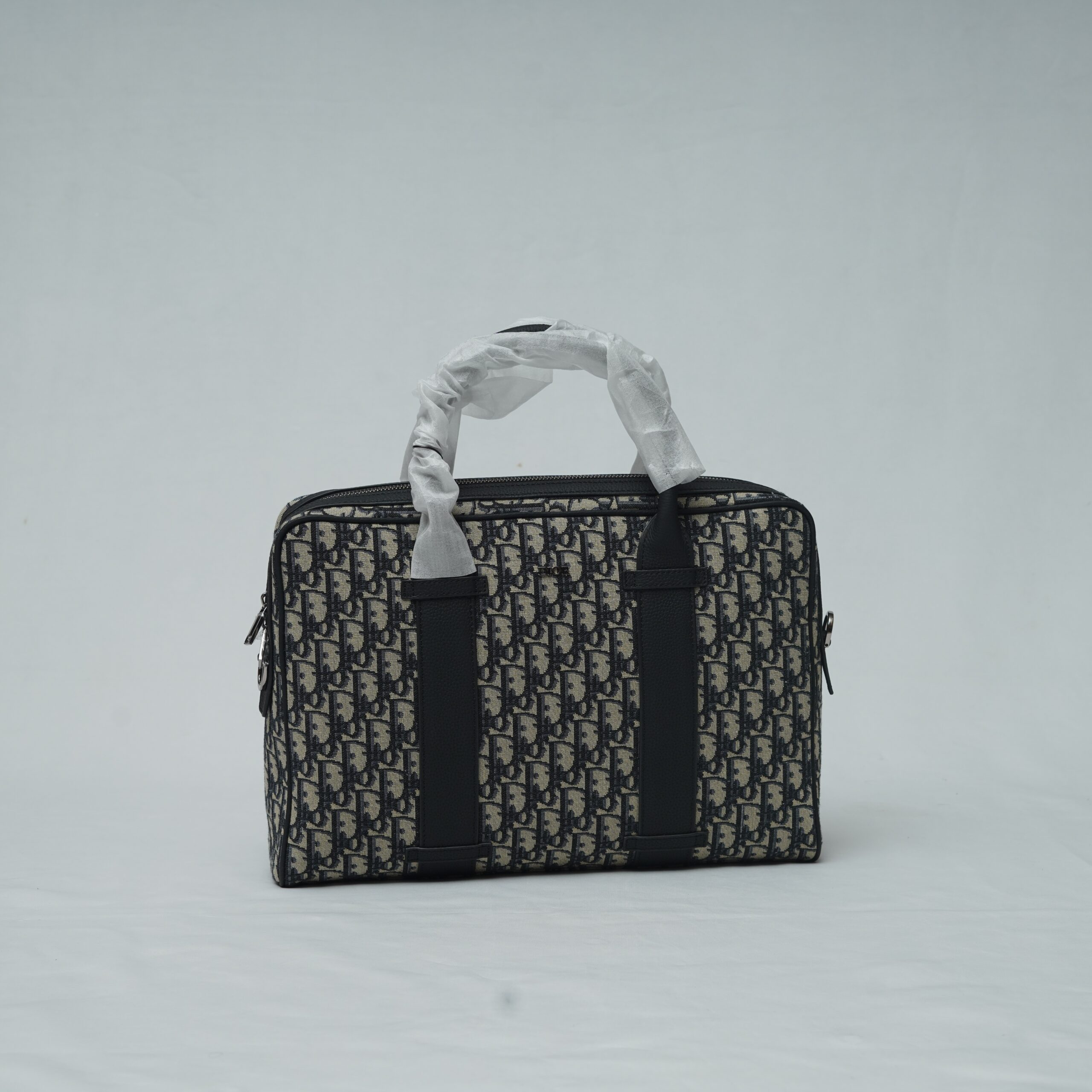 Dior Oblique Jacquard and Grained Calfskin Black Laptop Bag