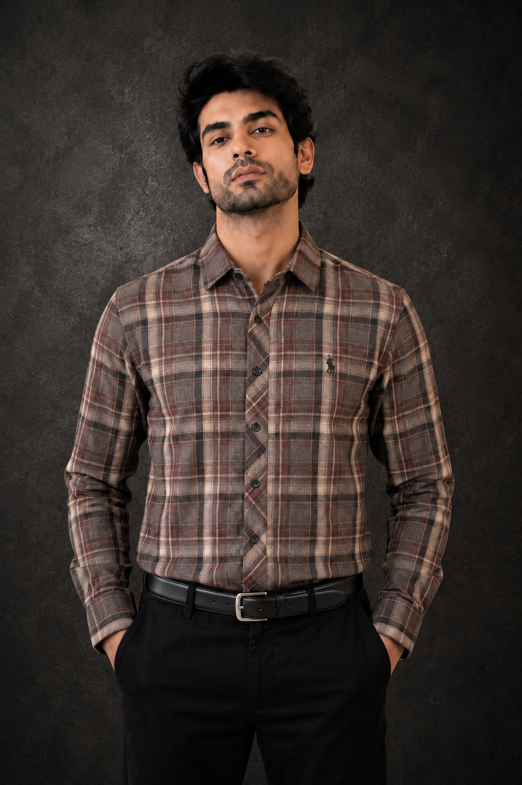 Polo Ralph Lauren Men’s Earth Tone Plaid Flannel Long-Sleeve Shirt