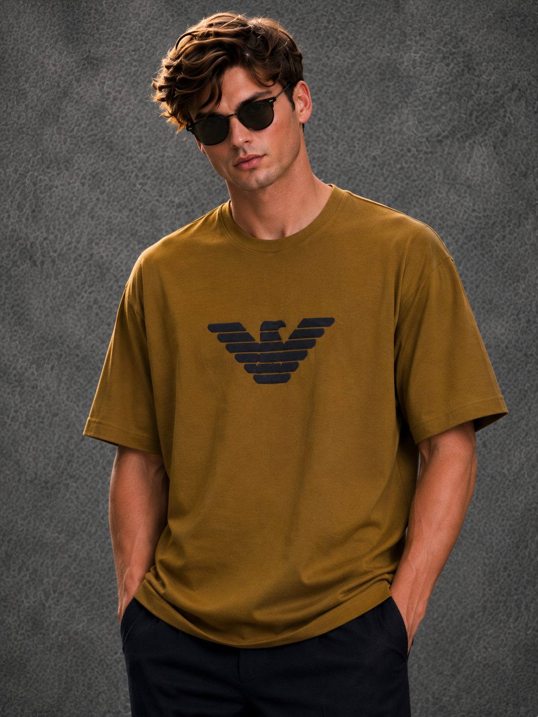 Emporio Armani Men's Eagle Logo Brown T-Shirt