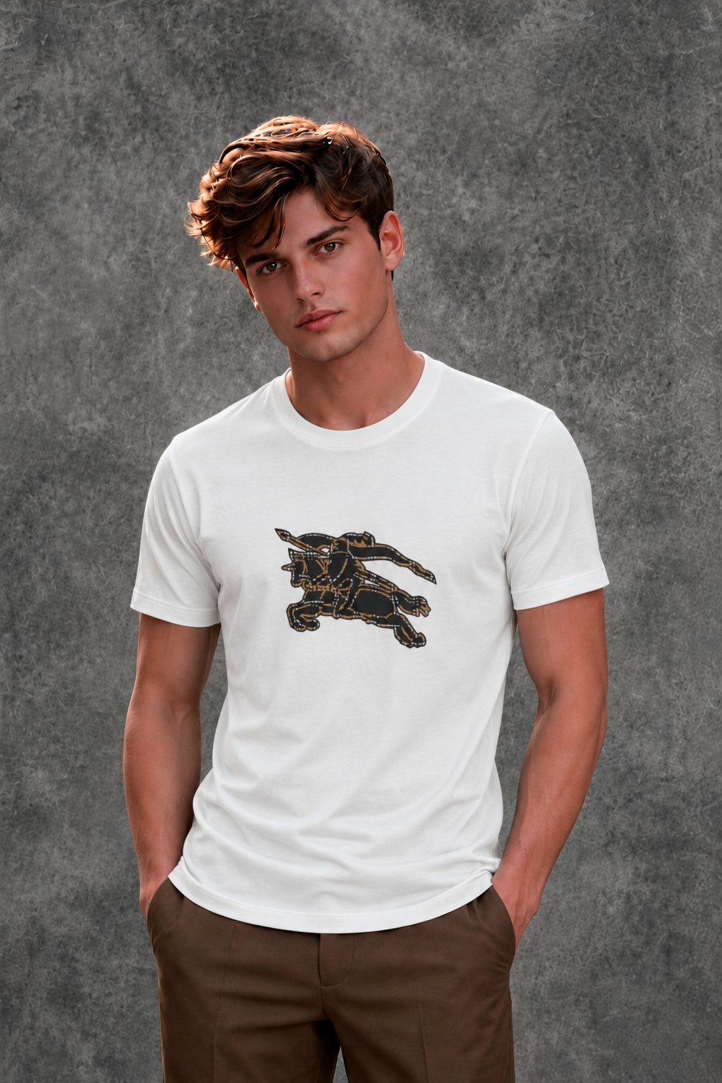 Burberry Men's Knight Stamp White T-Shirt