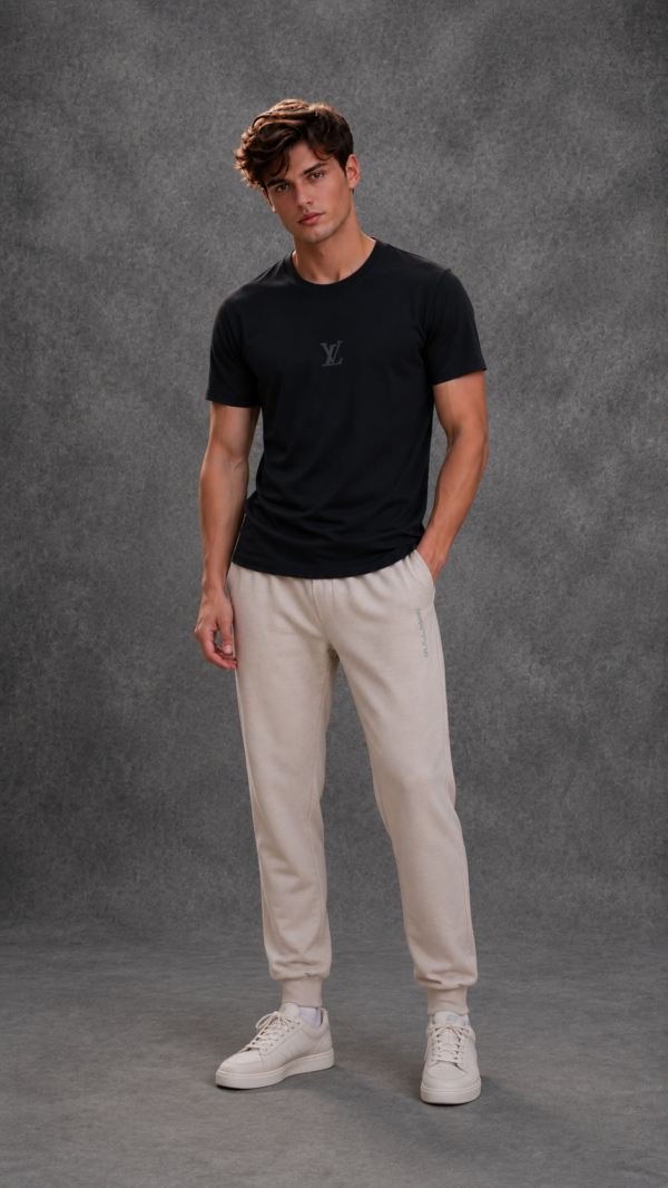 Louis Vuitton Men's Logo Half Sleeve Black T-Shirt