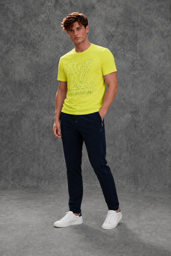 Louis Vuitton Men's Logo Half Sleeve Yellow T-Shirt