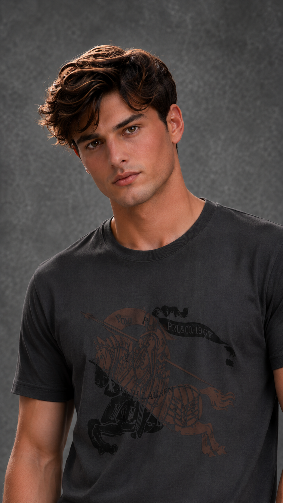 Polo Ralph Lauren Men's Logo Half Sleeve Grey T-Shirt