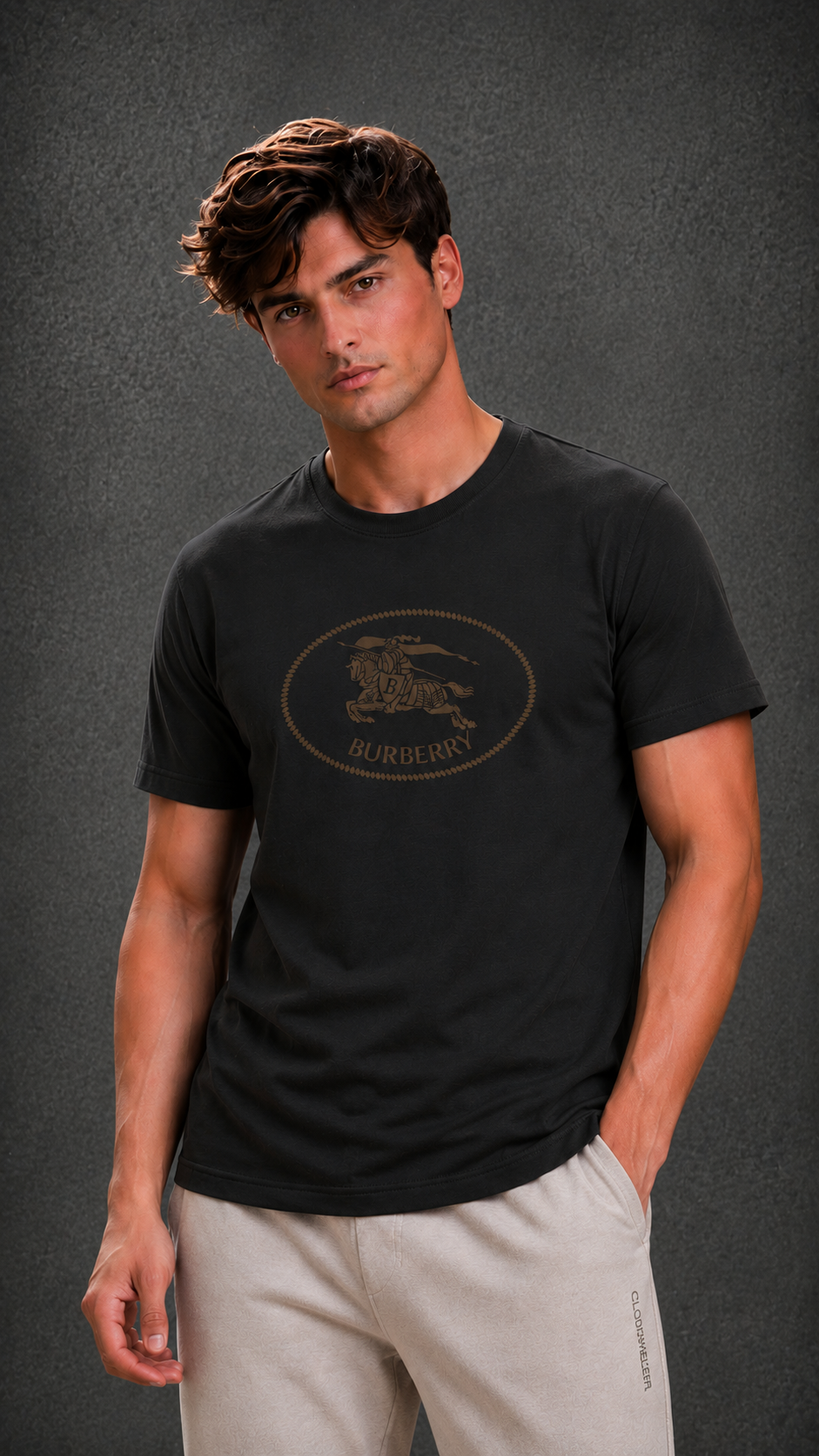 Burberry Men's Knight Stamp Black T-Shirt
