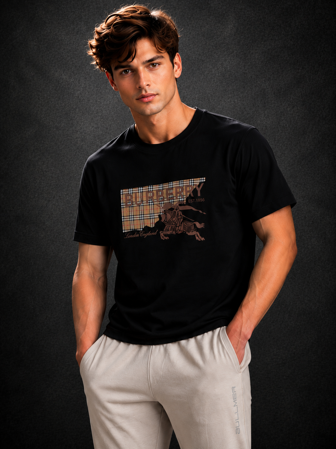 Burberry Men's Knight Stamp Black T-Shirt