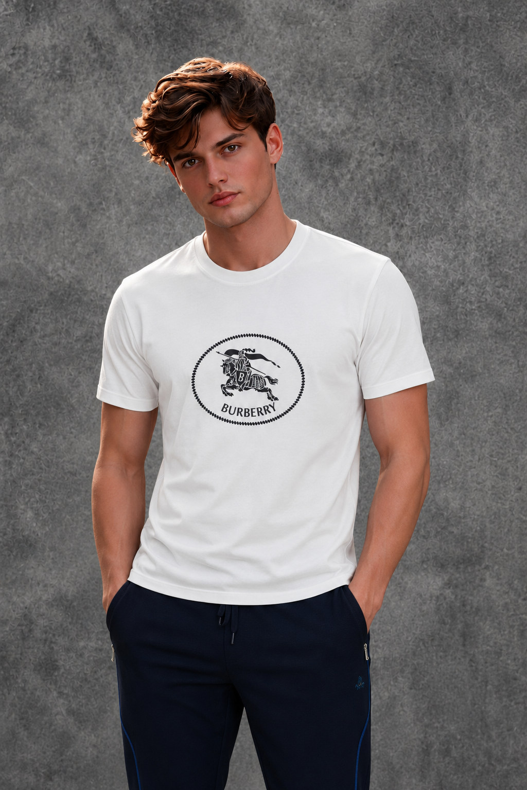 Burberry Men's Knight Stamp White T-Shirt