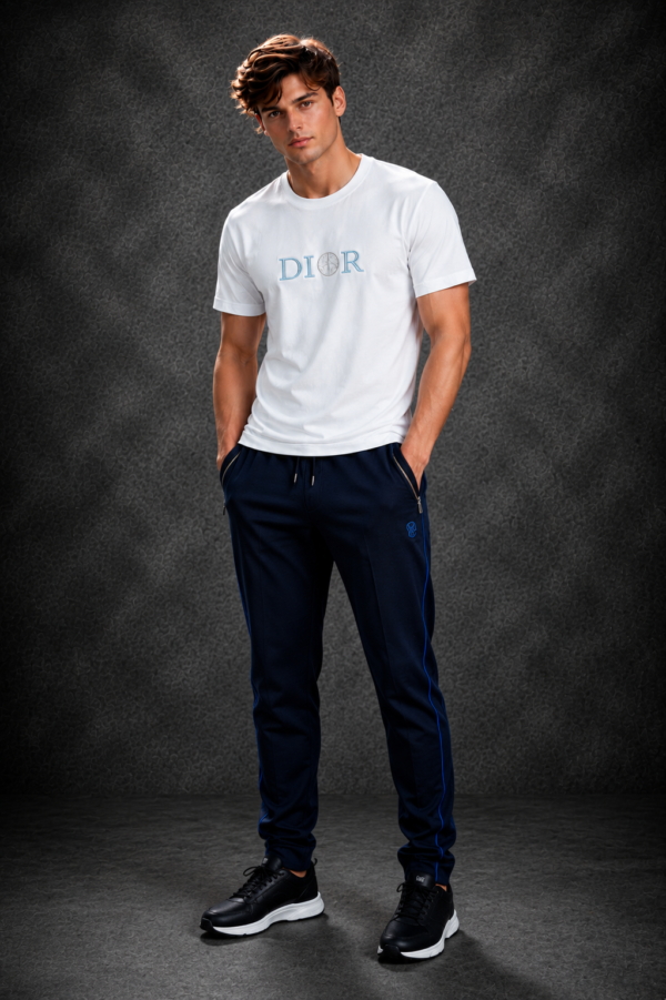 Dior Men's Logo Half Sleeve White T-Shirt