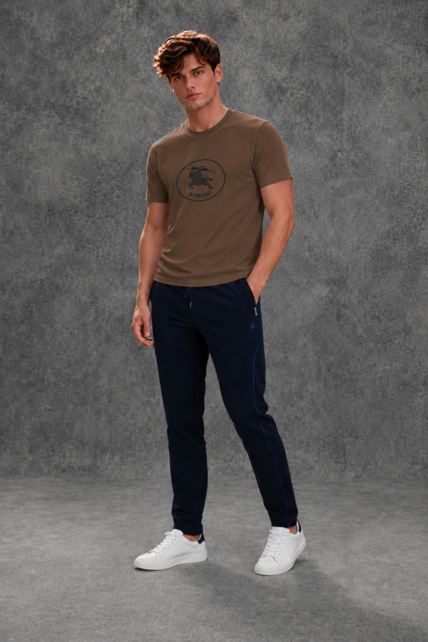 Burberry Men's Knight Stamp Half Sleeve Brown T-Shirt