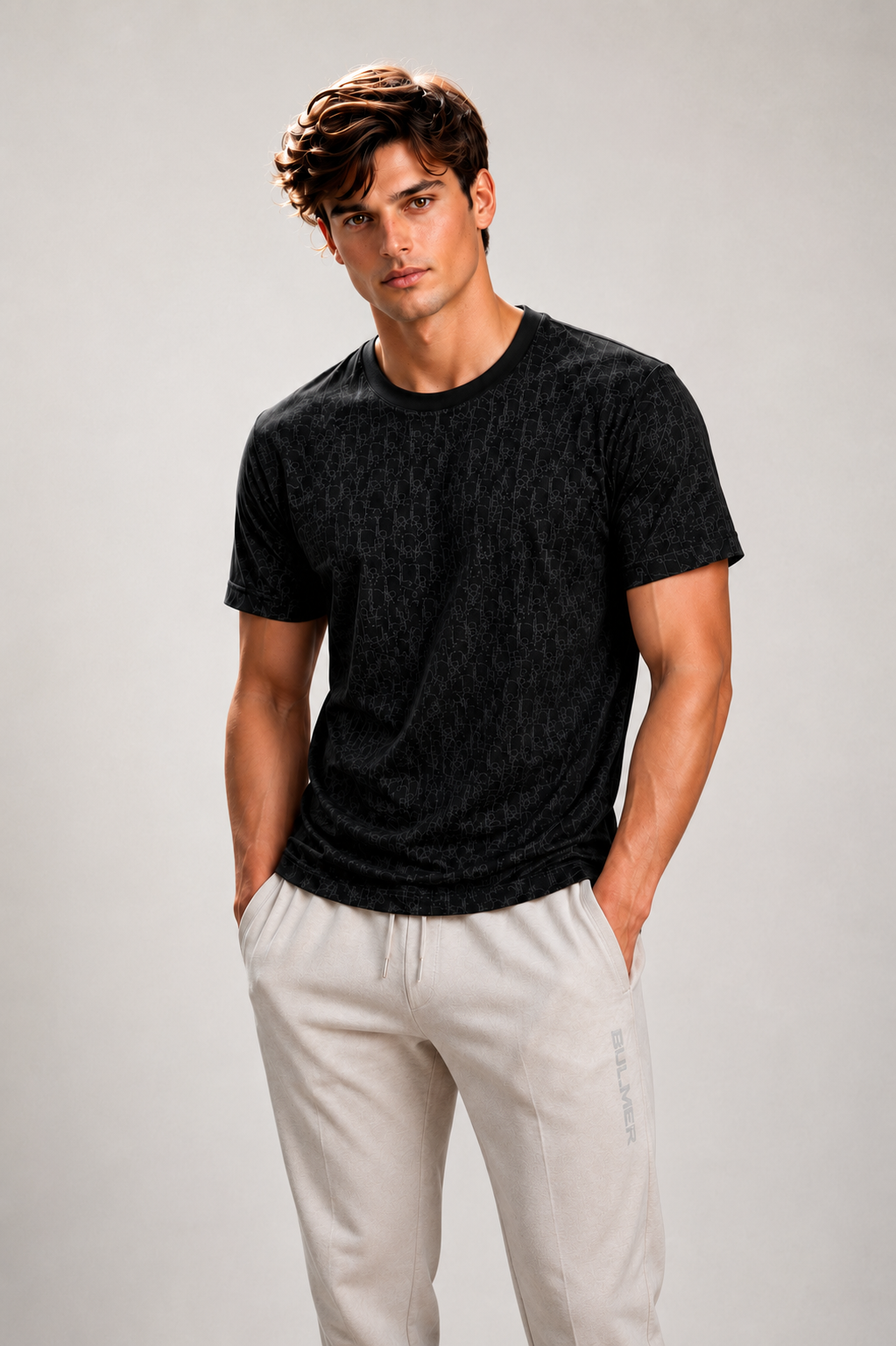 Dior Men's Logo Half Sleeve Black T-Shirt