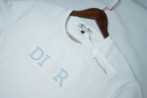 Dior Men's Logo Half Sleeve White T-Shirt