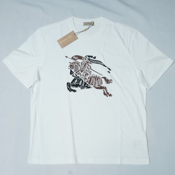 Burberry Men's Knight Stamp Half Sleeve White T-Shirt
