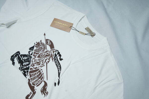 Burberry Men's Knight Stamp Half Sleeve White T-Shirt