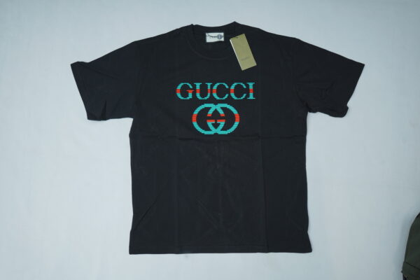 Gucci Men's Logo Half Sleeve Black T-Shirt
