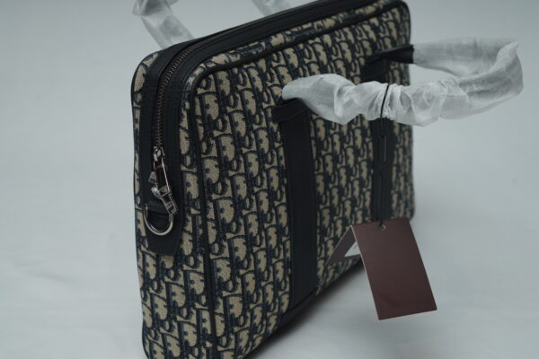 Dior Oblique Jacquard and Grained Calfskin Black Laptop Bag