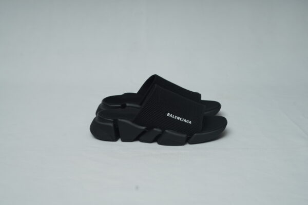 Balenciaga Speed Knit Slides – Black Segmented Sole Luxury Sandals