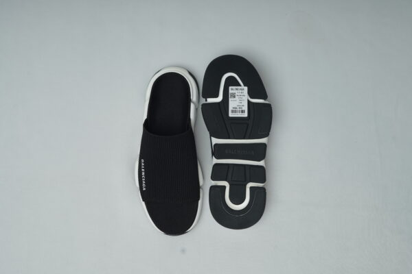 Balenciaga Speed Knit Slides – Black and White Two-Tone Segmented Sole Sandals