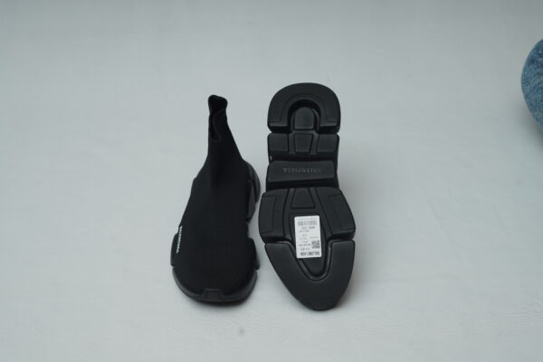Balenciaga Speed 2.0 Knit Trainer – Triple Black Segmented Sole Sock Shoes