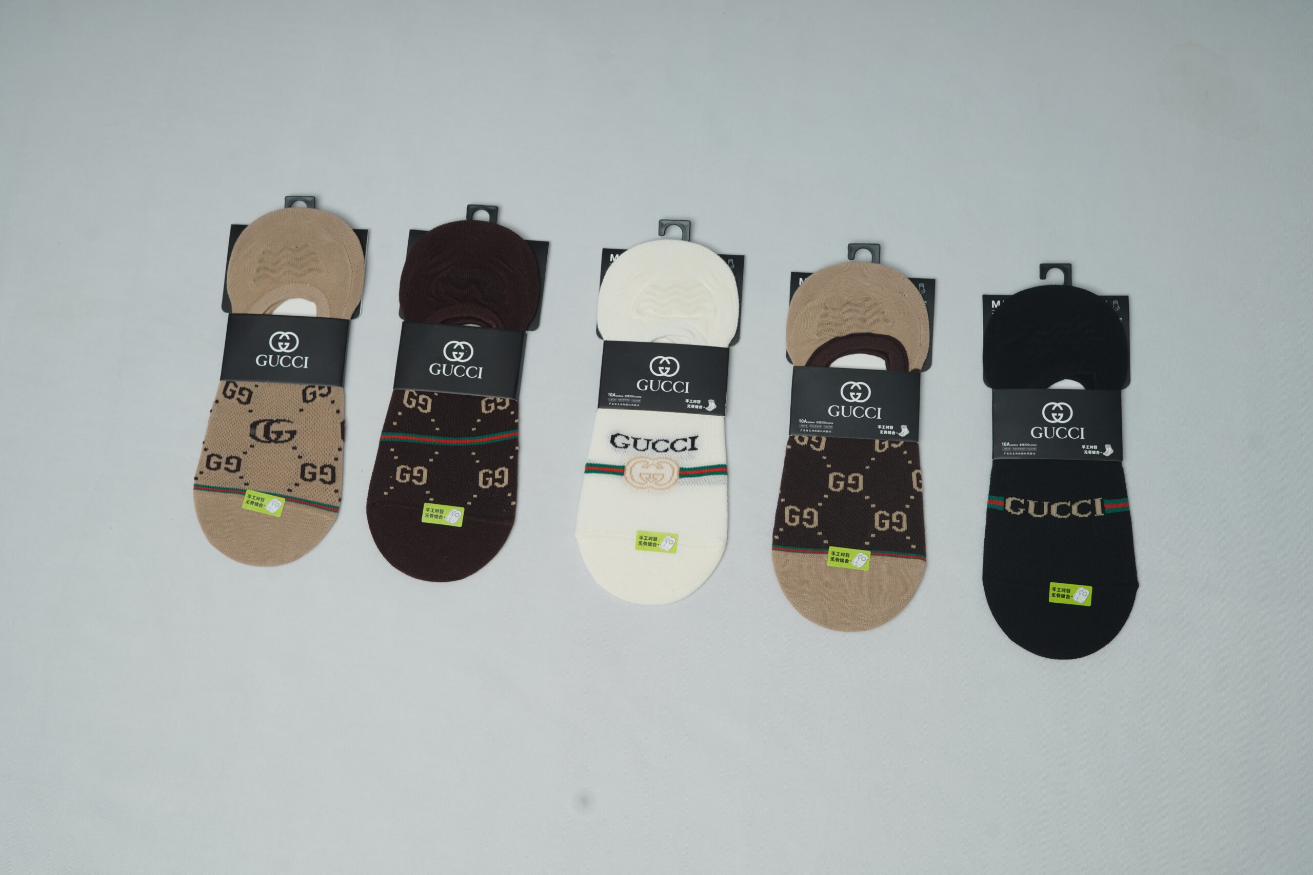 Gucci Premium Invisible Cotton Loafer Socks (5-Pair Pack)