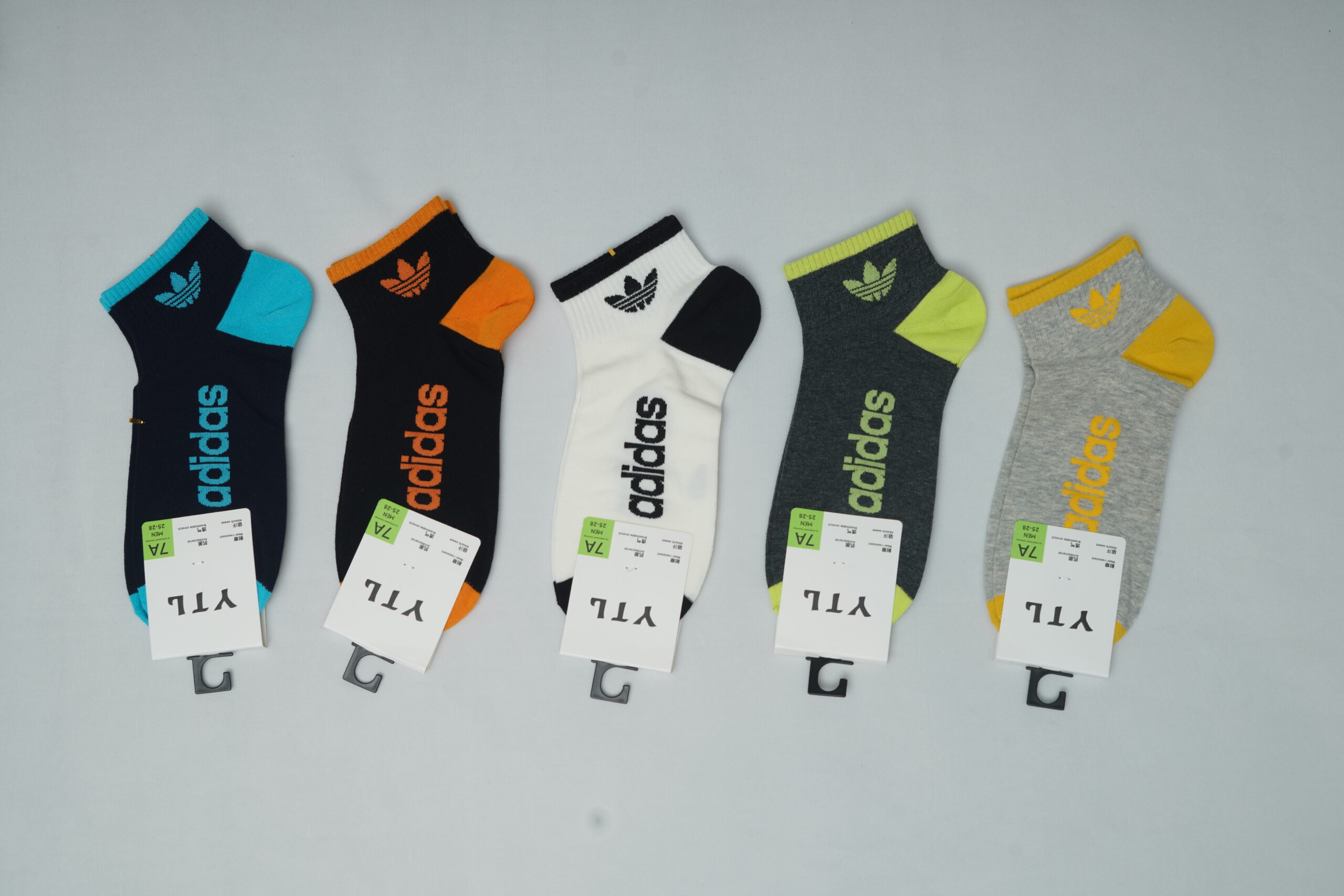 adidas Originals Premium Cotton Performance Ankle Socks - Color Block Edition (5-Pair Pack)