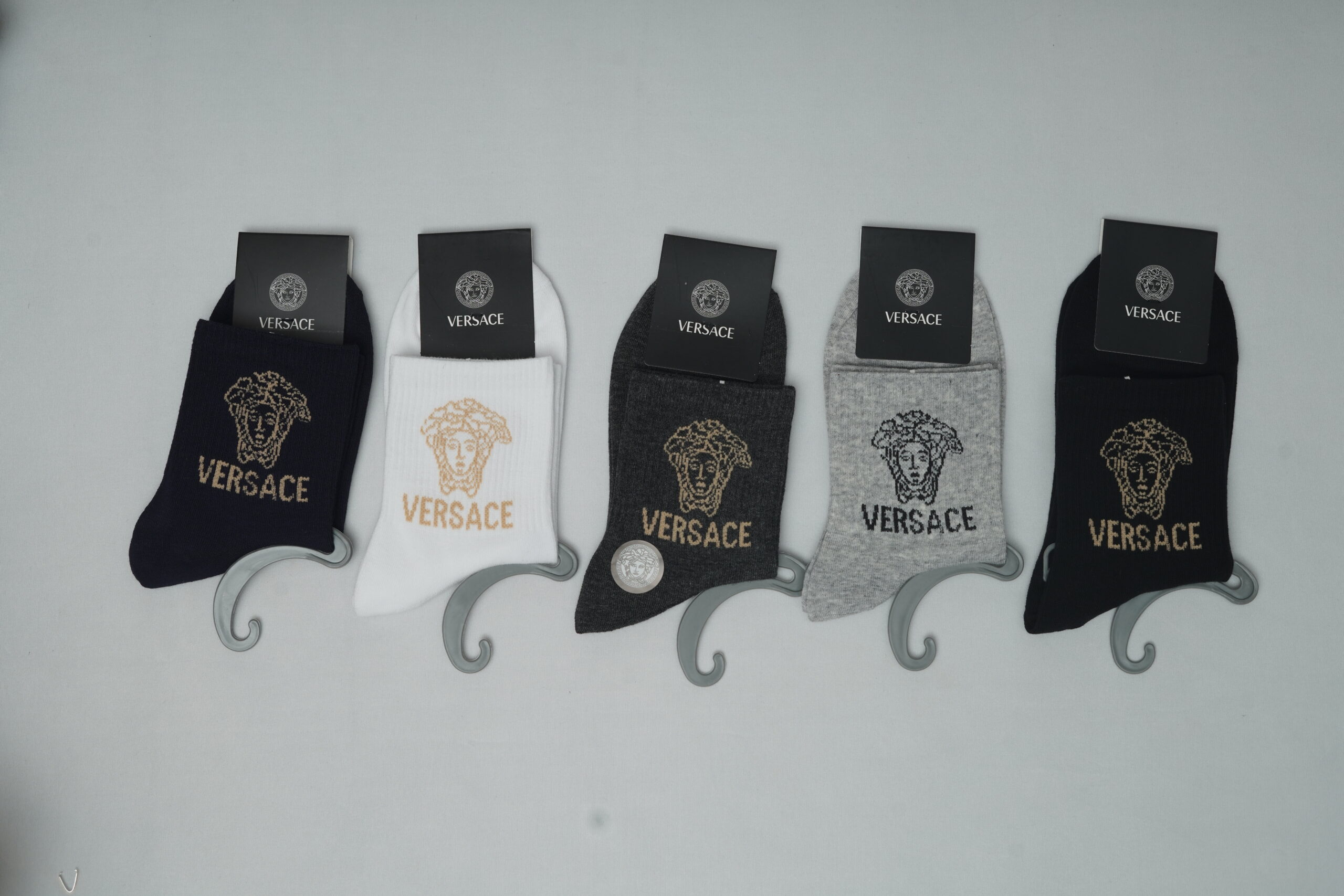 Versace Premium Cotton Ankle Socks - Classic Medusa Edition (5-Pair Pack)