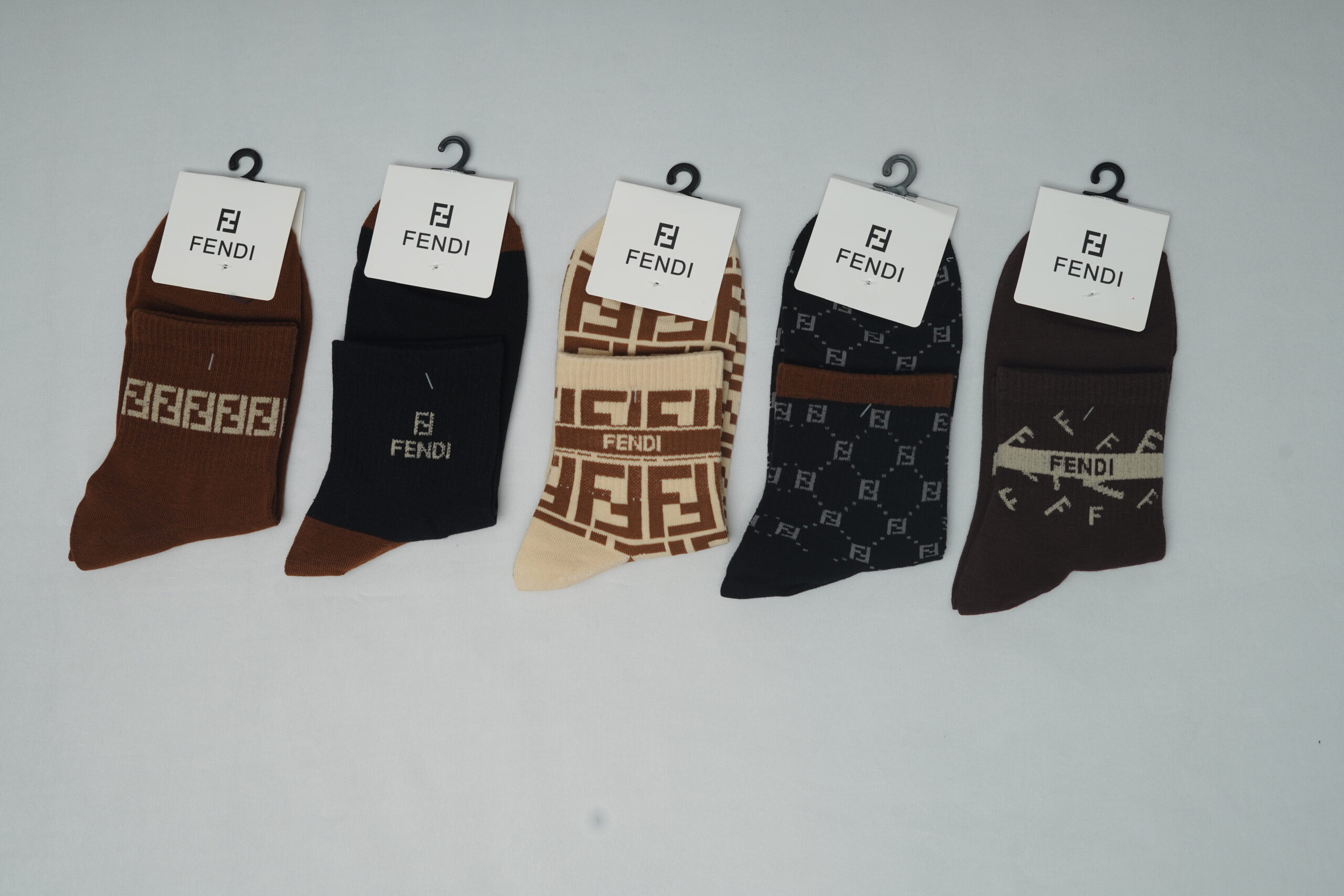 Fendi Premium Cotton Ankle Socks - Classic FF Monogram Edition (5-Pair Pack)