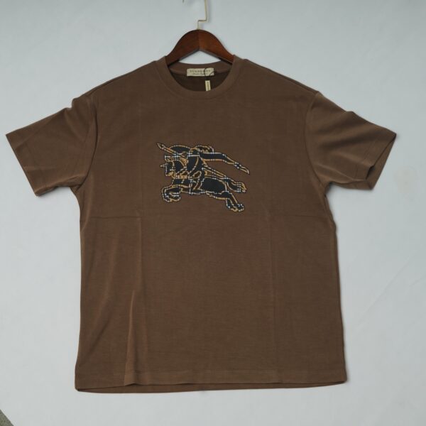 Burberry Men's Knight Stamp Half Sleeve Brown T-Shirt