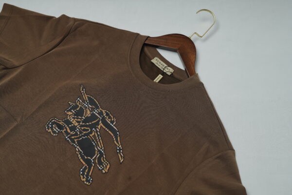 Burberry Men's Knight Stamp Half Sleeve Brown T-Shirt