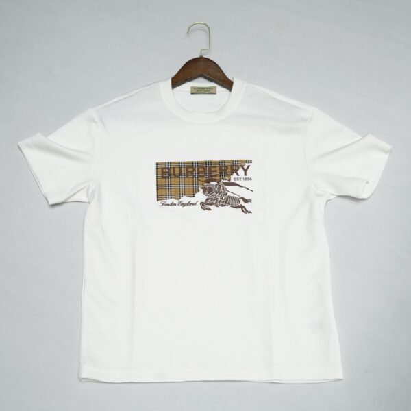 Burberry Men's Knight Stamp Half Sleeve White T-Shirt