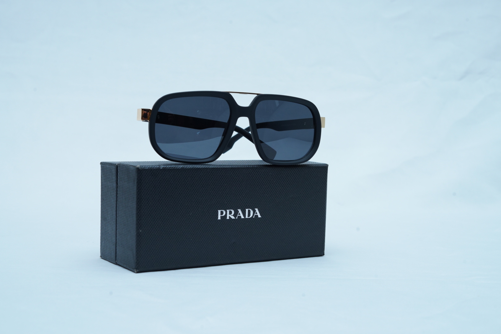Prada Luxury Men's Aviator Sunglasses - Thick Matte Black Shades
