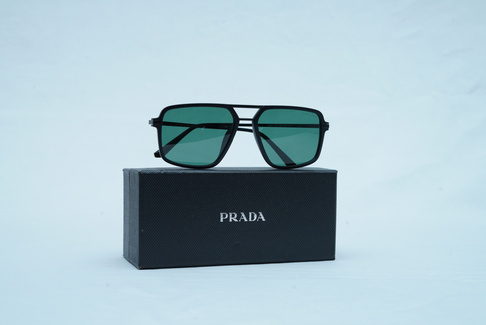 Men's Prada PR 57ZS Matte Black Geometric Navigator Sunglasses