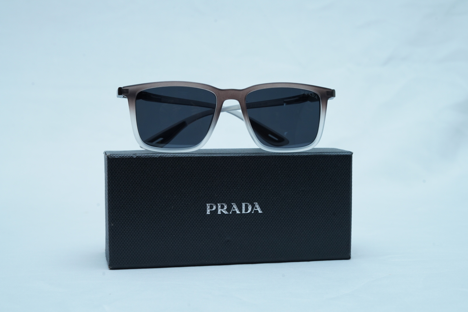 Prada Men's PR 01ZS Crystal Grey Gradient Square Sunglasses