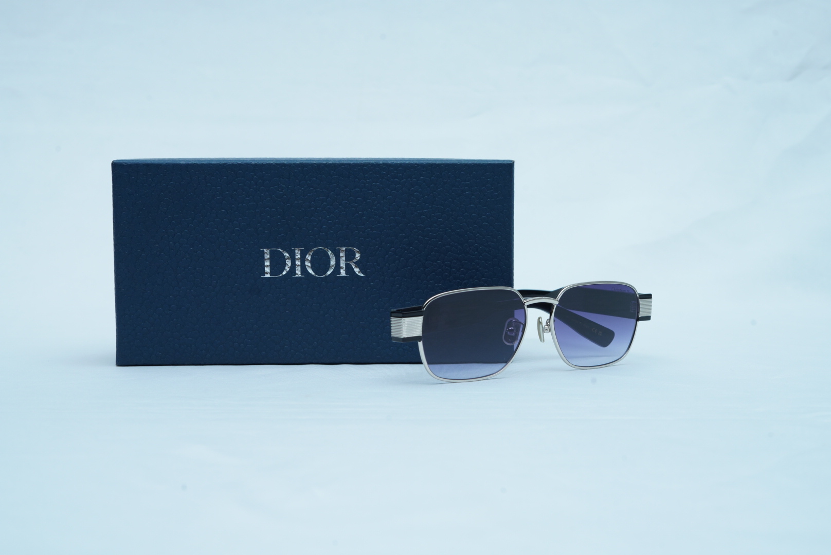 Dior Men's Silver Metal Rectangular Sunglasses