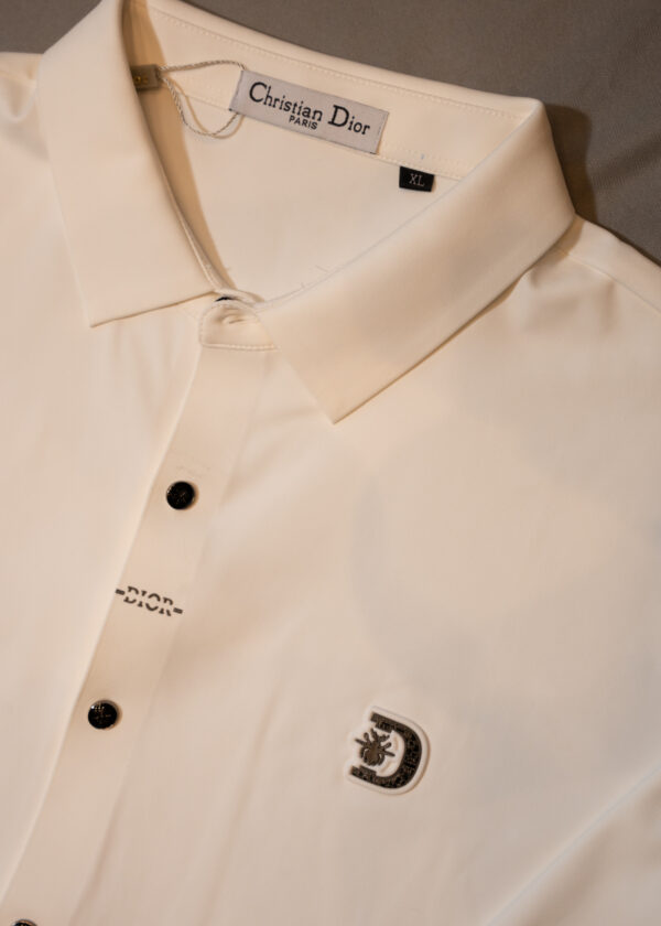 Christian Dior Men’s White Long-Sleeve Shirt with Contrast Buttons