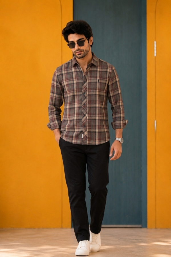 Polo Ralph Lauren Men’s Earth Tone Plaid Flannel Long-Sleeve Shirt