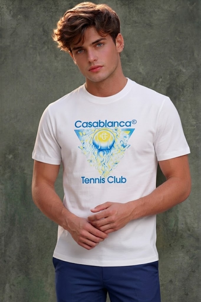 Casablanca Men's Slim-Fit White Tennis Club Graphic T-Shirt