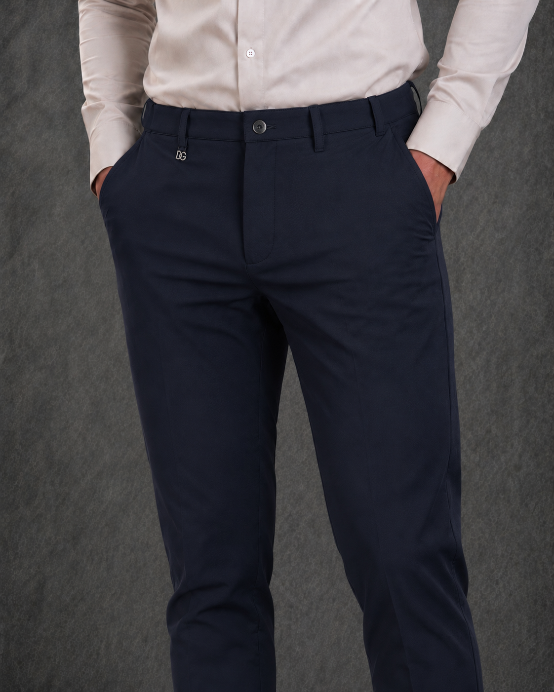 Dolce & Gabbana Men's Slim-Fit Navy Blue Chino Trousers
