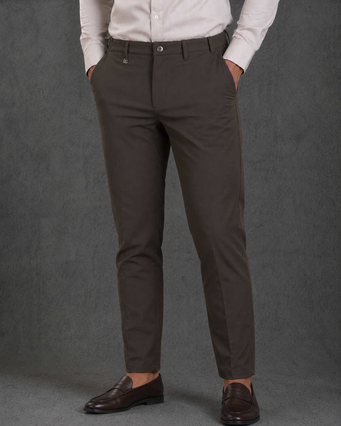 Loro Piana Men's Slim-Fit Olive Green Chino Trousers